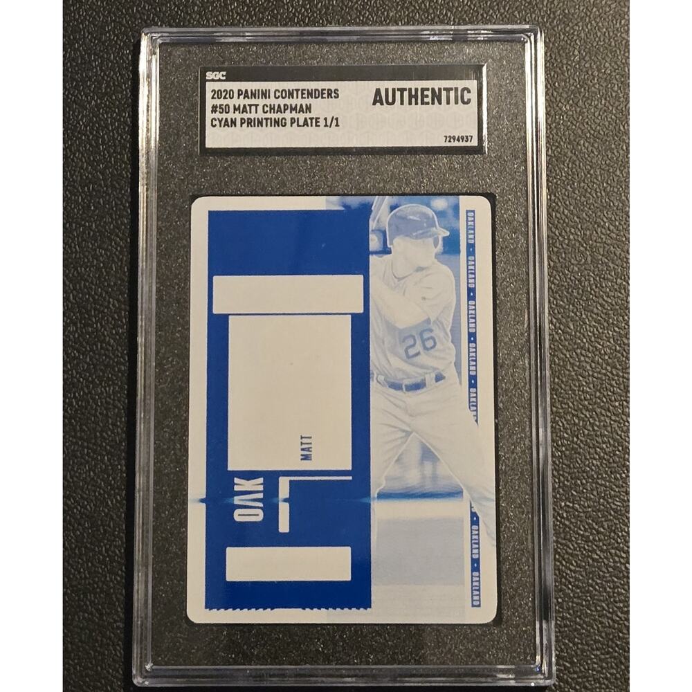 2020 Panini Contenders #50 Matt Chapman Printing Plates Cyan SGC Authentic #/1